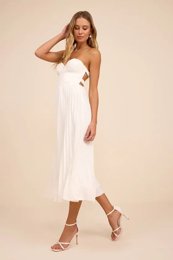 Irelyn White Satin Bustier Midi Dress sold by Lulus product image thumbnail 3