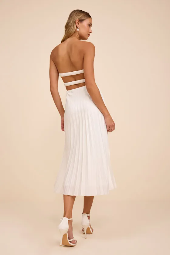 Irelyn White Satin Bustier Midi Dress sold by Lulus product image thumbnail 4