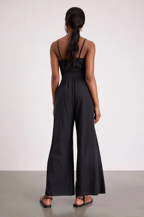Messina Black Striped Wide-Leg Jumpsuit sold by Lulus product image thumbnail 2