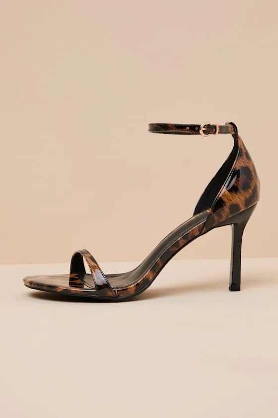 Dottie Leopard Patent Ankle Strap High Heel Sandals sold by Lulus product image thumbnail 2