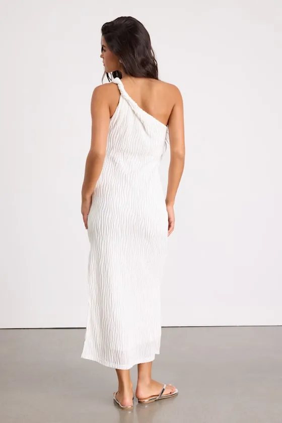Aristea White Textured One-Shoulder Midi Dress sold by Lulus product image thumbnail 3