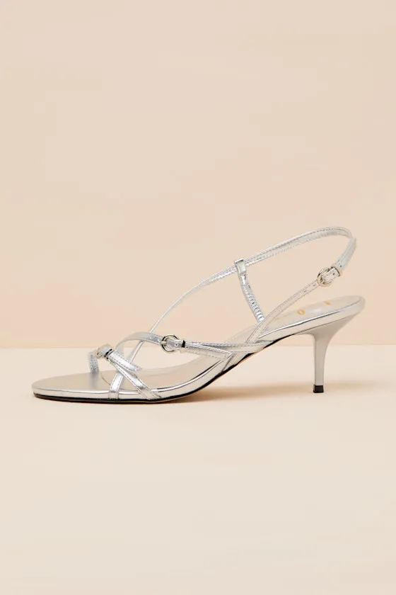 Sara Silver Strappy Slingback High Heel Sandals sold by Lulus product image thumbnail 2
