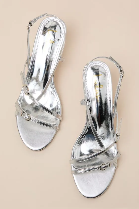 Sara Silver Strappy Slingback High Heel Sandals sold by Lulus product image thumbnail 4