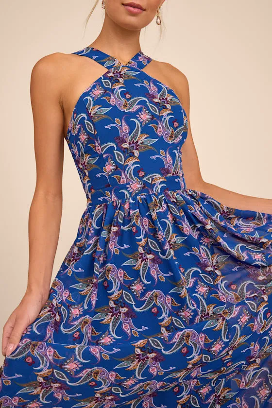 Lilja Blue Floral Print Maxi Dress sold by Lulus product image thumbnail 2