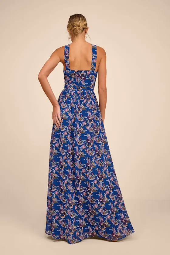 Lilja Blue Floral Print Maxi Dress sold by Lulus product image thumbnail 3