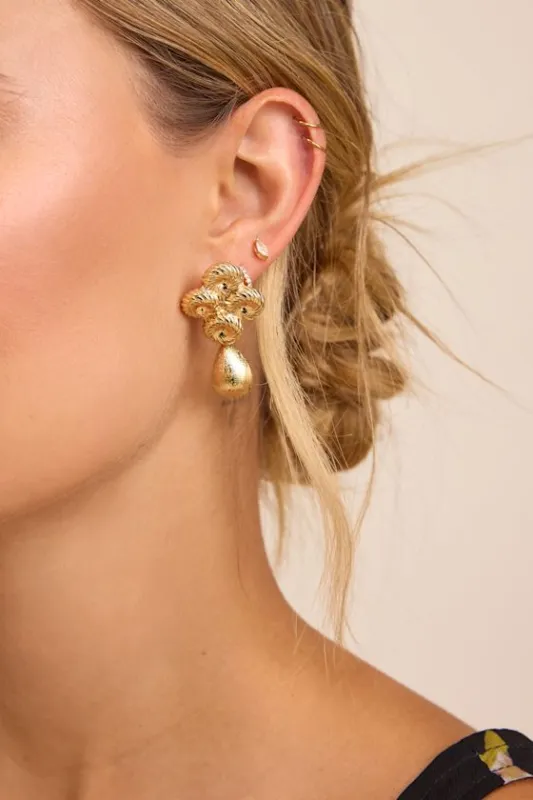 Quinny Gold Statement Earrings made by Lulus