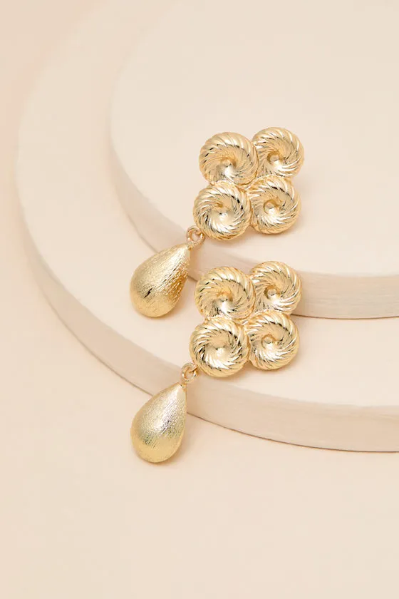 Quinny Gold Statement Earrings sold by Lulus product image thumbnail 2