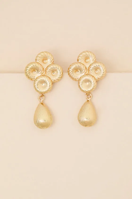 Quinny Gold Statement Earrings sold by Lulus product image thumbnail 4