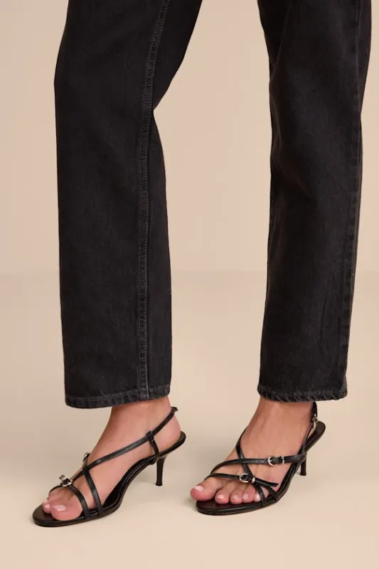 Sara Black Strappy Slingback High Heel Sandals sold by Lulus