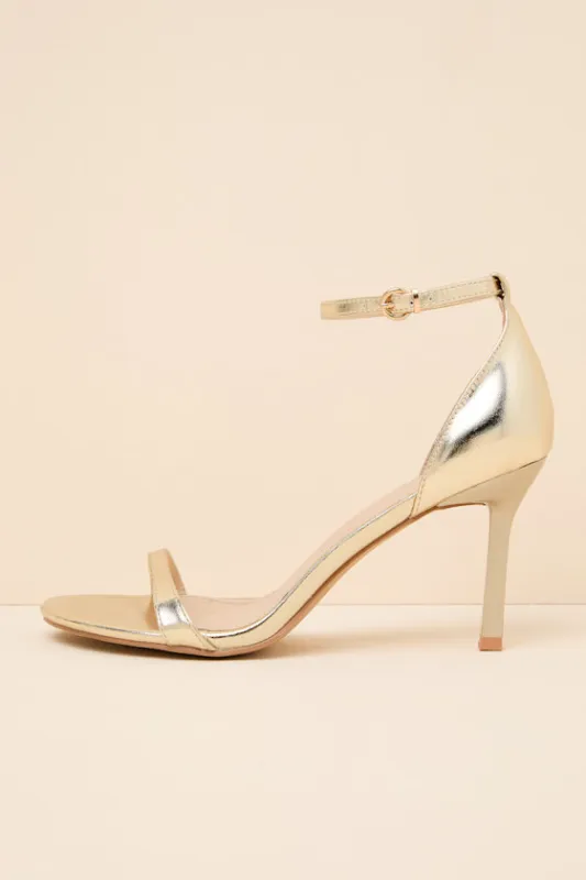 Dottie Gold Ankle Strap High Heel Sandals sold by Lulus