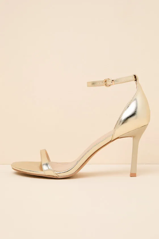 Dottie Gold Ankle Strap High Heel Sandals sold by Lulus