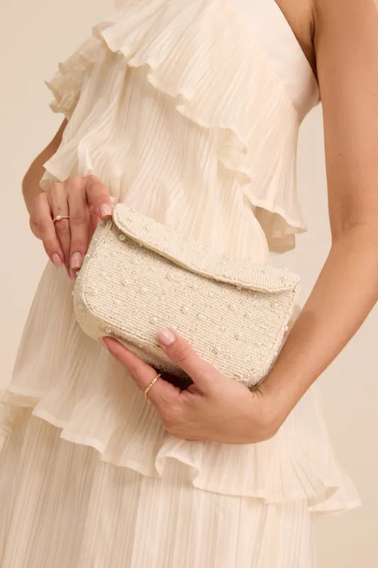 Ardea Ivory Beaded Pearl Crossbody Clutch sold by Lulus