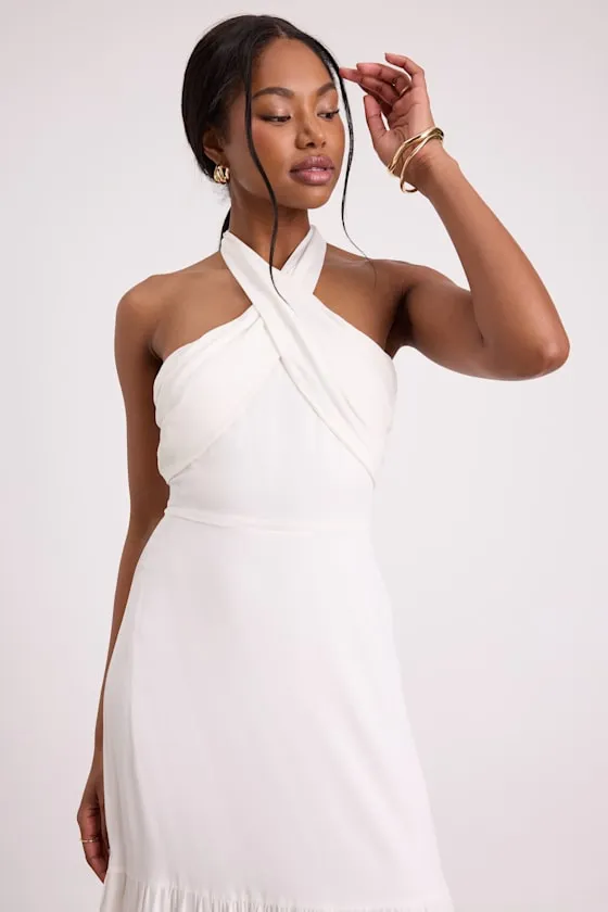 Always Eye-Catching White Tiered Halter Midi Dress sold by Lulus product image thumbnail 2