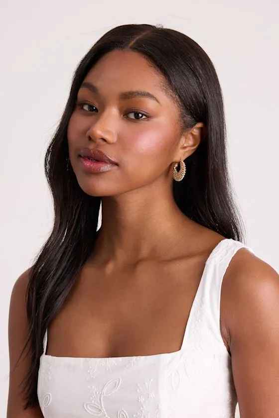 Opulent Gold Beaded Hoop Earrings sold by Lulus product image thumbnail 2