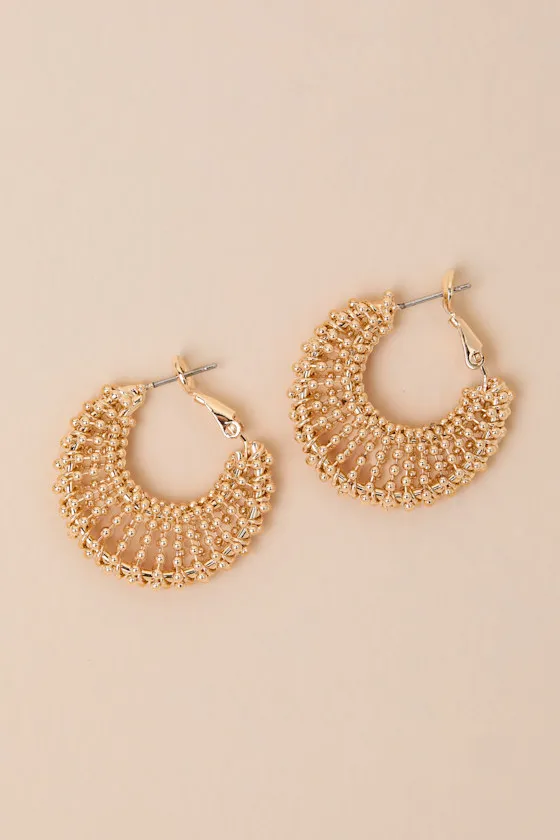 Opulent Gold Beaded Hoop Earrings sold by Lulus product image thumbnail 3