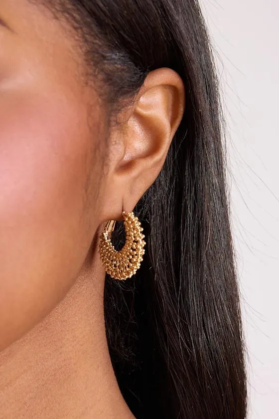 Opulent Gold Beaded Hoop Earrings sold by Lulus product image thumbnail 4
