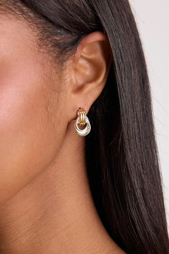 Julianne Silver and Gold Doorknocker Earrings sold by Lulus