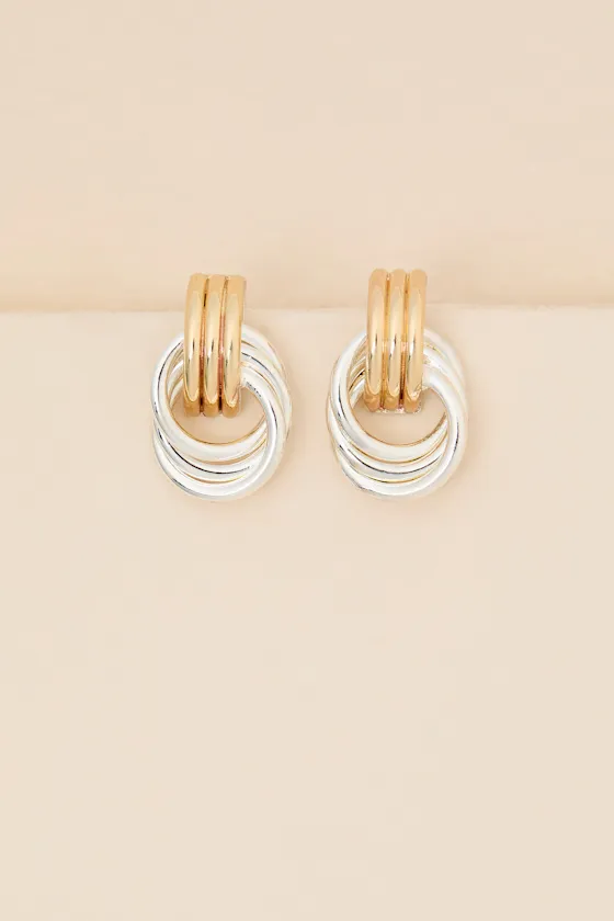 Julianne Silver and Gold Doorknocker Earrings sold by Lulus product image thumbnail 4