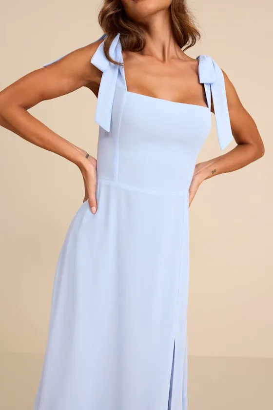 Summer Invite Light Blue Tie-Strap Tiered Midi Dress sold by Lulus product image thumbnail 2
