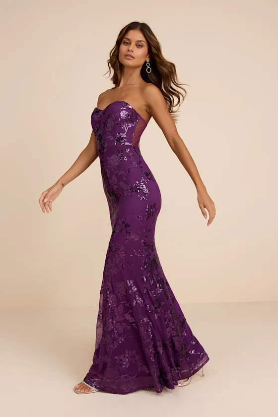 Mayley Purple Sequin Strapless Maxi Dress sold by Lulus product image thumbnail 4