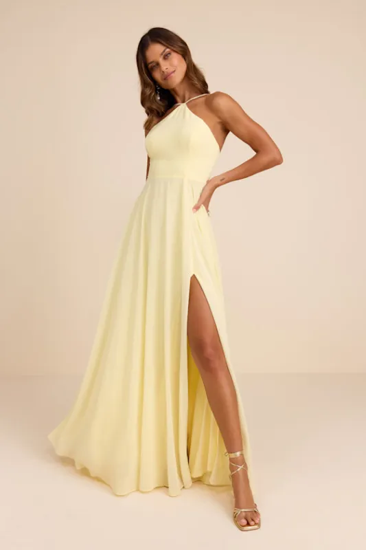 Absolutely Breathtaking Light Yellow Maxi Dress sold by Lulus