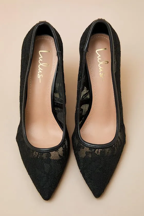 Lolita Black Lace Pointed-Toe Pumps sold by Lulus product image thumbnail 4
