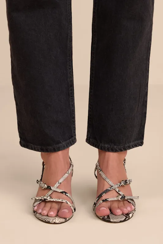 Sara Snake Strappy Slingback High Heel Sandals made by Lulus