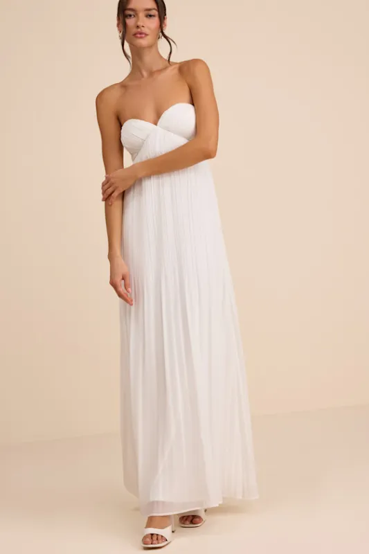 Remley White Pleated Strapless Maxi Dress made by Lulus