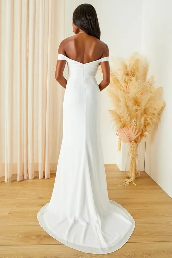 Excellent Elegance White Pleated Off-the-Shoulder Maxi Dress sold by Lulus product image thumbnail 2