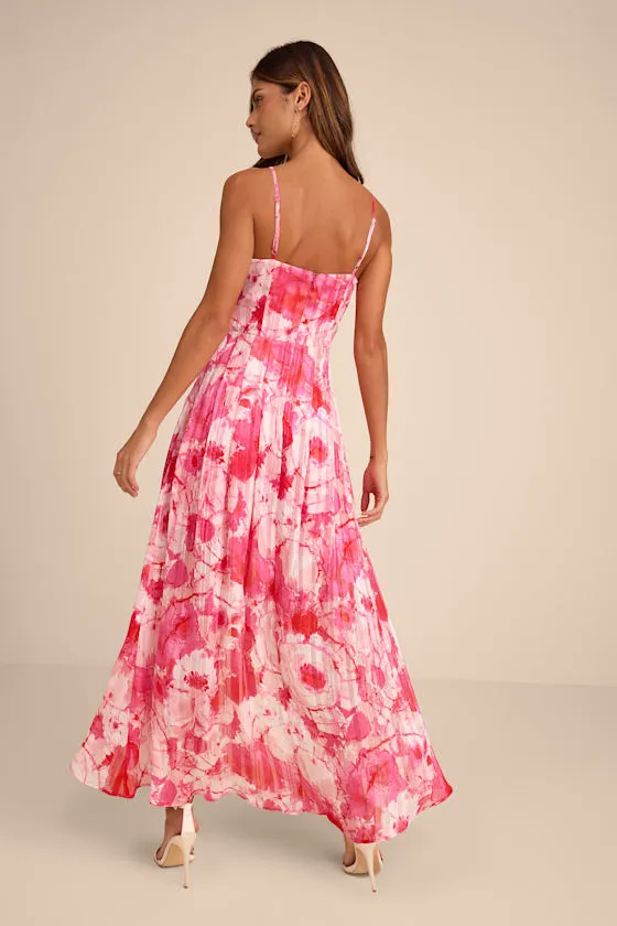 An Enchanting Dream Pink Multi Print High-Low Maxi Dress sold by Lulus product image thumbnail 3