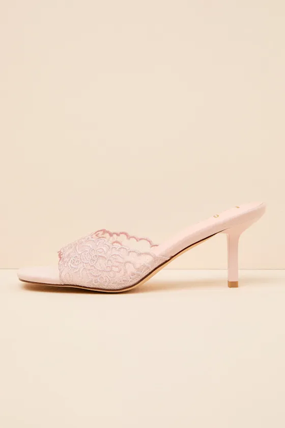 Chanel Blush Lace Kitten Heel Slide Sandals sold by Lulus product image thumbnail 2