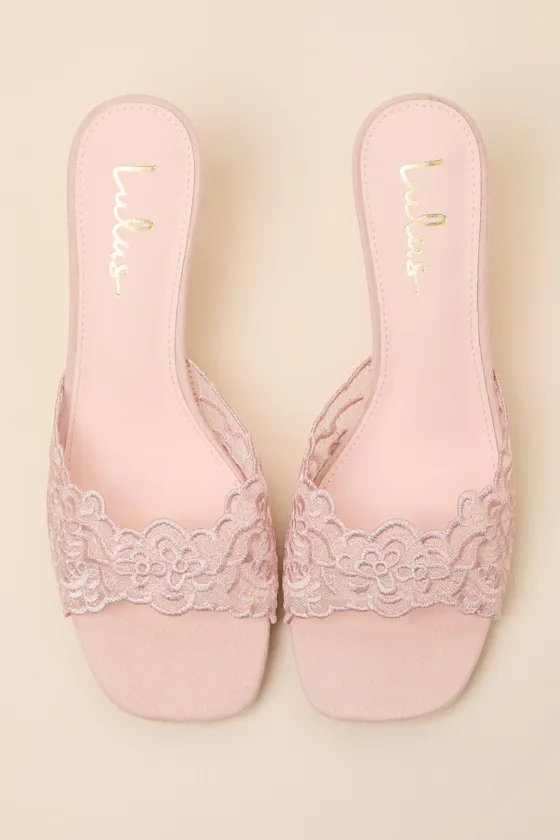 Chanel Blush Lace Kitten Heel Slide Sandals sold by Lulus product image thumbnail 4