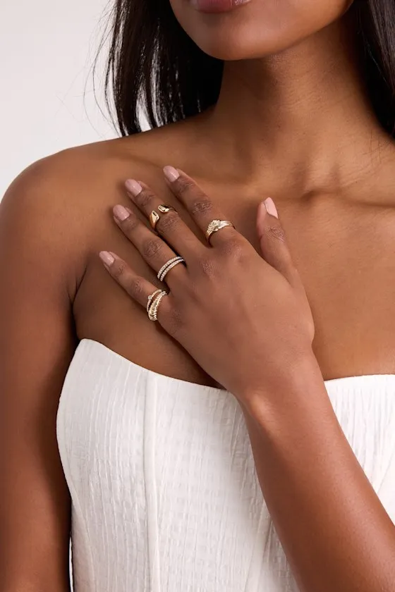 Revita Gold Rhinestone Five-Piece Ring Set sold by Lulus product image thumbnail 2