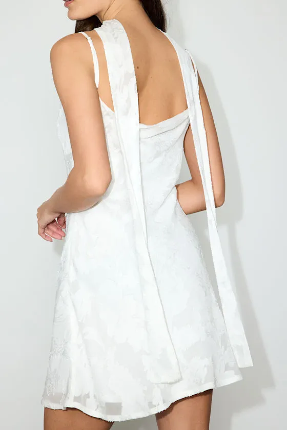 Aydah White Floral Burnout Slip Mini Dress and Scarf Set sold by Lulus product image thumbnail 3