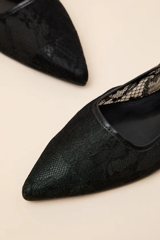 Brianna Black Lace Pointed-Toe Slingback Flats sold by Lulus product image thumbnail 4