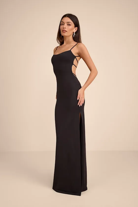 Carys Black Strappy Column Maxi Dress sold by Lulus