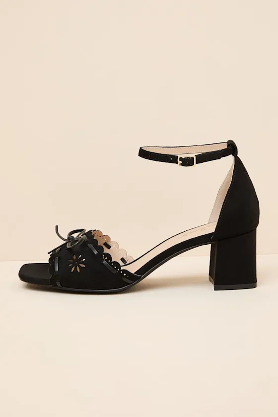 Vivienne Black Suede Ankle Strap Low Heel Sandals sold by Lulus product image thumbnail 2