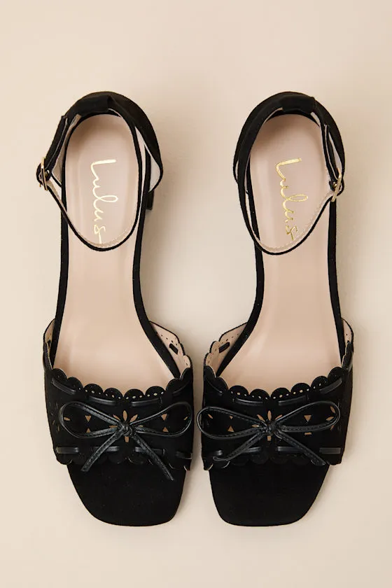Vivienne Black Suede Ankle Strap Low Heel Sandals sold by Lulus product image thumbnail 4