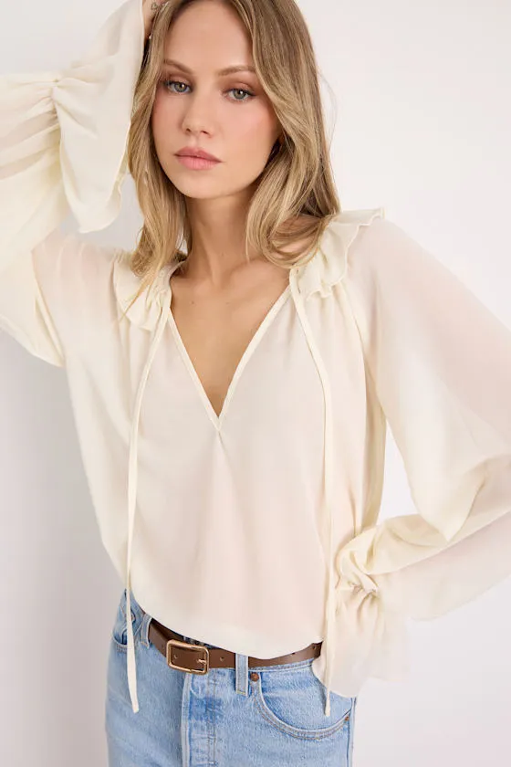 Florencia Ivory Ruffled Long Sleeve Top sold by Lulus product image thumbnail 4