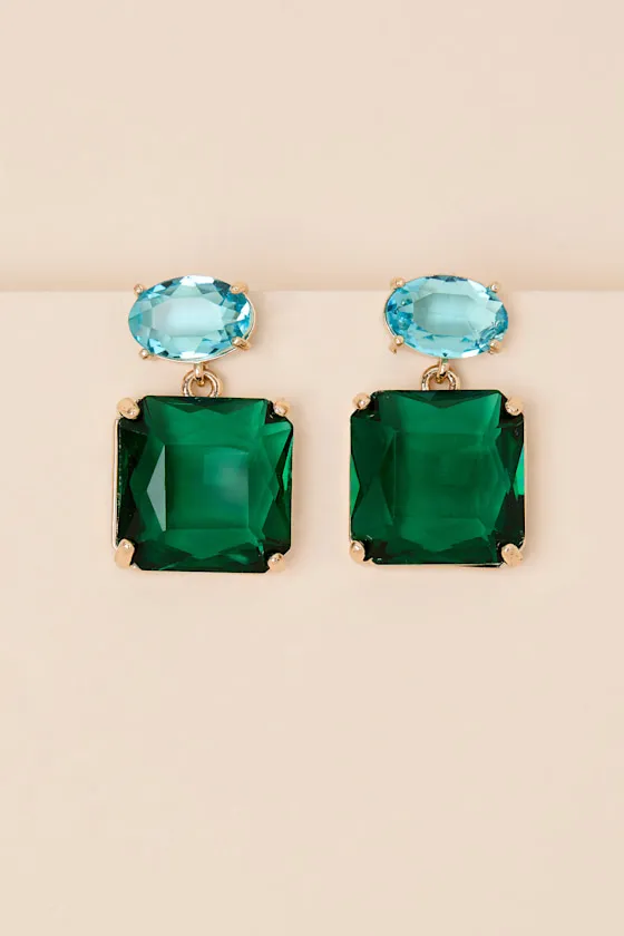 Vayda Green Rhinestone Statement Earrings sold by Lulus product image thumbnail 2