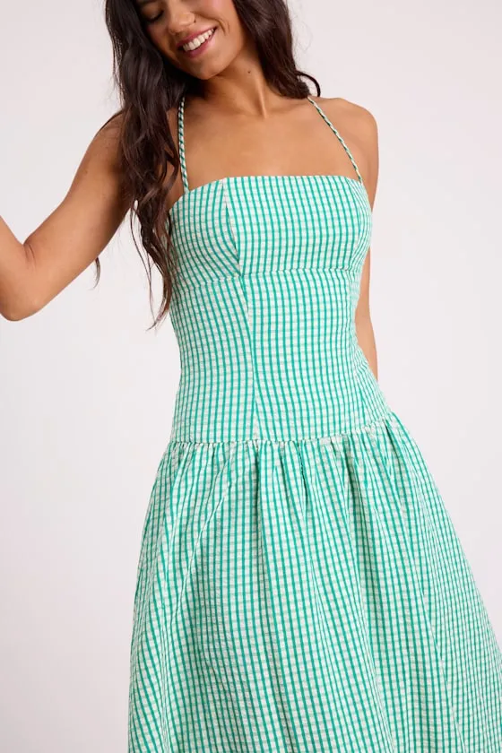 Lanny Green Gingham Lace-Up Midi Dress sold by Lulus product image thumbnail 2