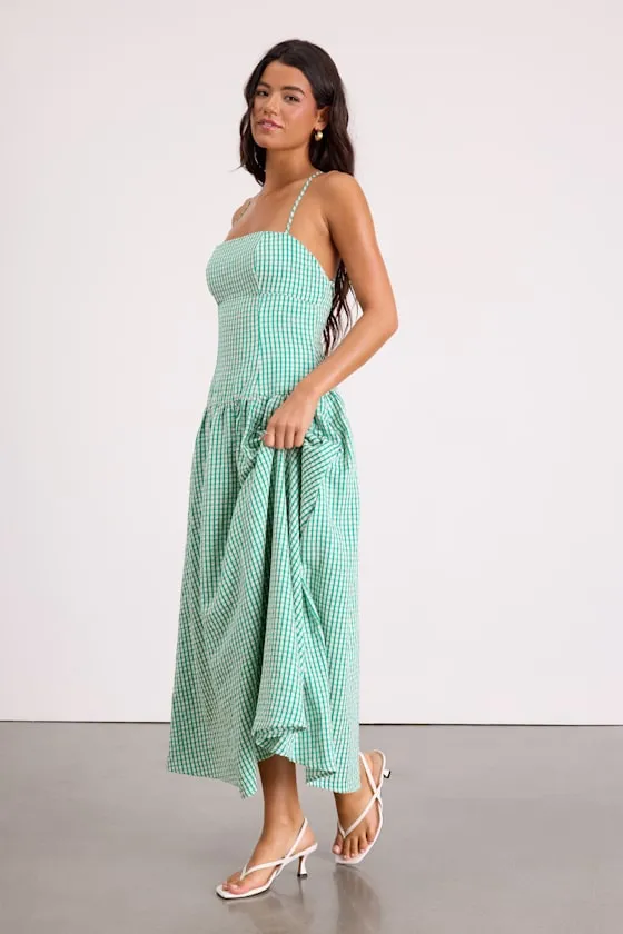 Lanny Green Gingham Lace-Up Midi Dress sold by Lulus product image thumbnail 4