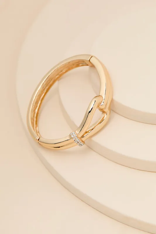 Valen Gold Knotted Hinged Bangle Bracelet sold by Lulus