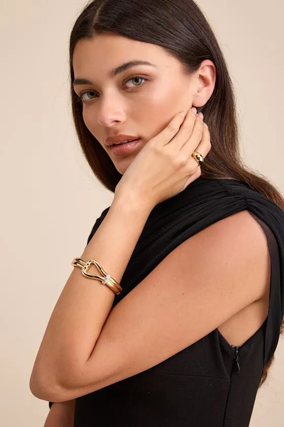 Valen Gold Knotted Hinged Bangle Bracelet sold by Lulus product image thumbnail 2