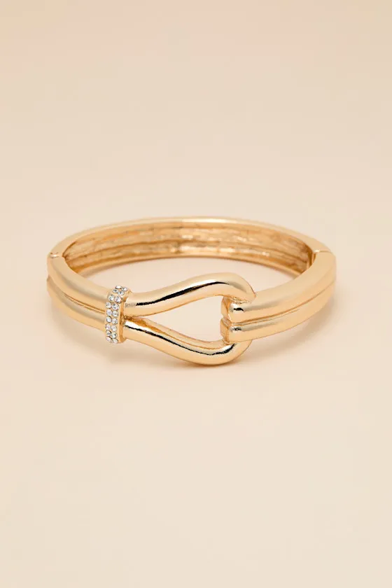 Valen Gold Knotted Hinged Bangle Bracelet sold by Lulus product image thumbnail 3