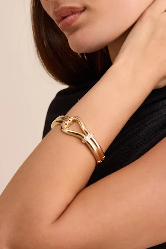 Valen Gold Knotted Hinged Bangle Bracelet sold by Lulus product image thumbnail 4