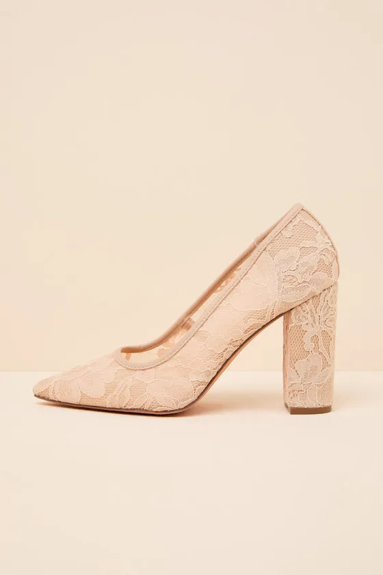 Lolita Light Nude Lace Pointed-Toe Pumps sold by Lulus product image thumbnail 2