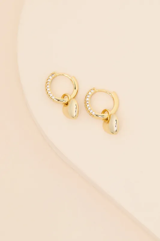 Pippa Gold Huggie Hoop Heart Earrings sold by Lulus