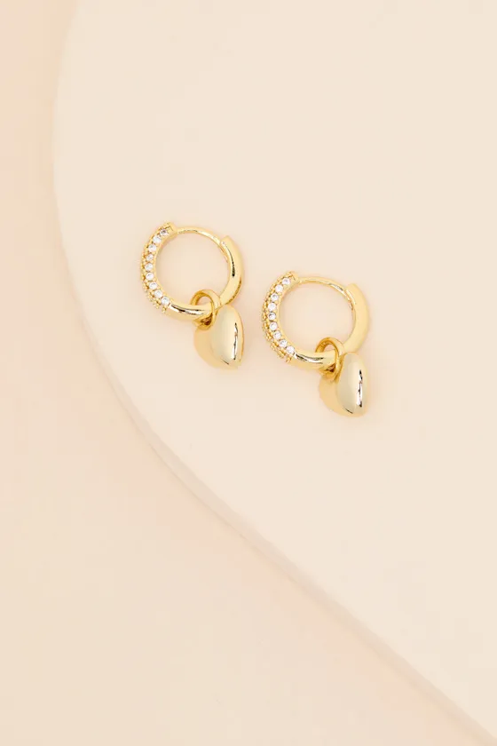 Pippa Gold Huggie Hoop Heart Earrings sold by Lulus