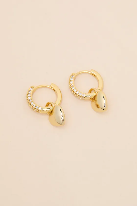 Pippa Gold Huggie Hoop Heart Earrings sold by Lulus product image thumbnail 3